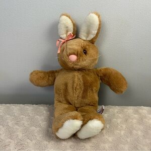 Vintage Heartline Bunny Rabbit Plush Stuffed Animal Toy 1988 Graphics Pink Bow